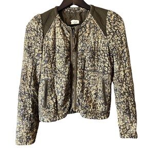 Aritzia Wilfred Stylish Zip-Up Leopard Print Quilted Moto Bomber Jacket Sz 2